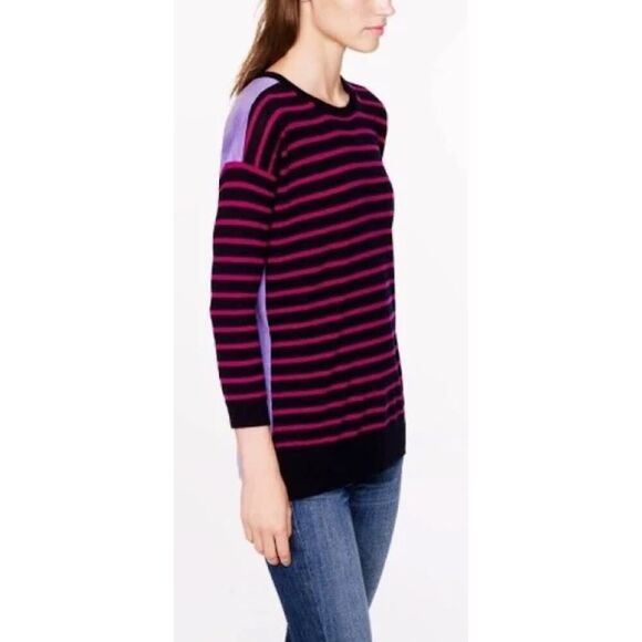 J. Crew Merino Wool Color-block Striped Sweater (Light Purple Back) - Picture 3 of 3